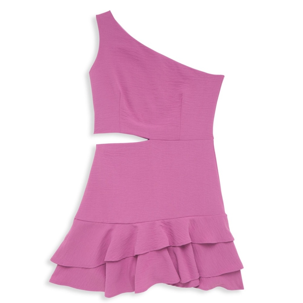Girl's Alexandra One-Shoulder Cut-Out Ruffle Dress - size 16